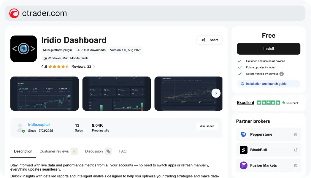 A branded plugin published in cTrader Store